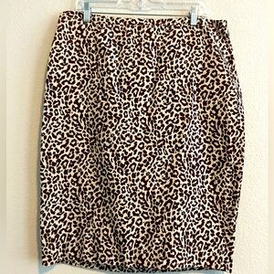 J Crew No. 2 Animal Print Pencil Skirt - Size 16